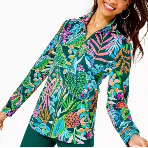 Lilly Pulitzer UPF 50+ Leona Sunshine Jungle Zip-Up Jacket Size XS 47762 - Picture 3 of 16